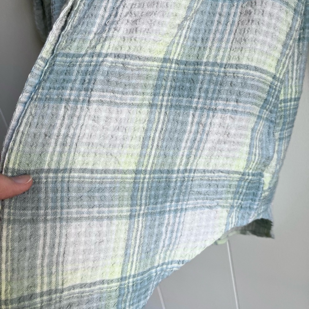 Rails Brady Long Sleeve Button Up Plaid Shirt in Sage Green Yellow Lemon Size XS - Picture 9 of 10
